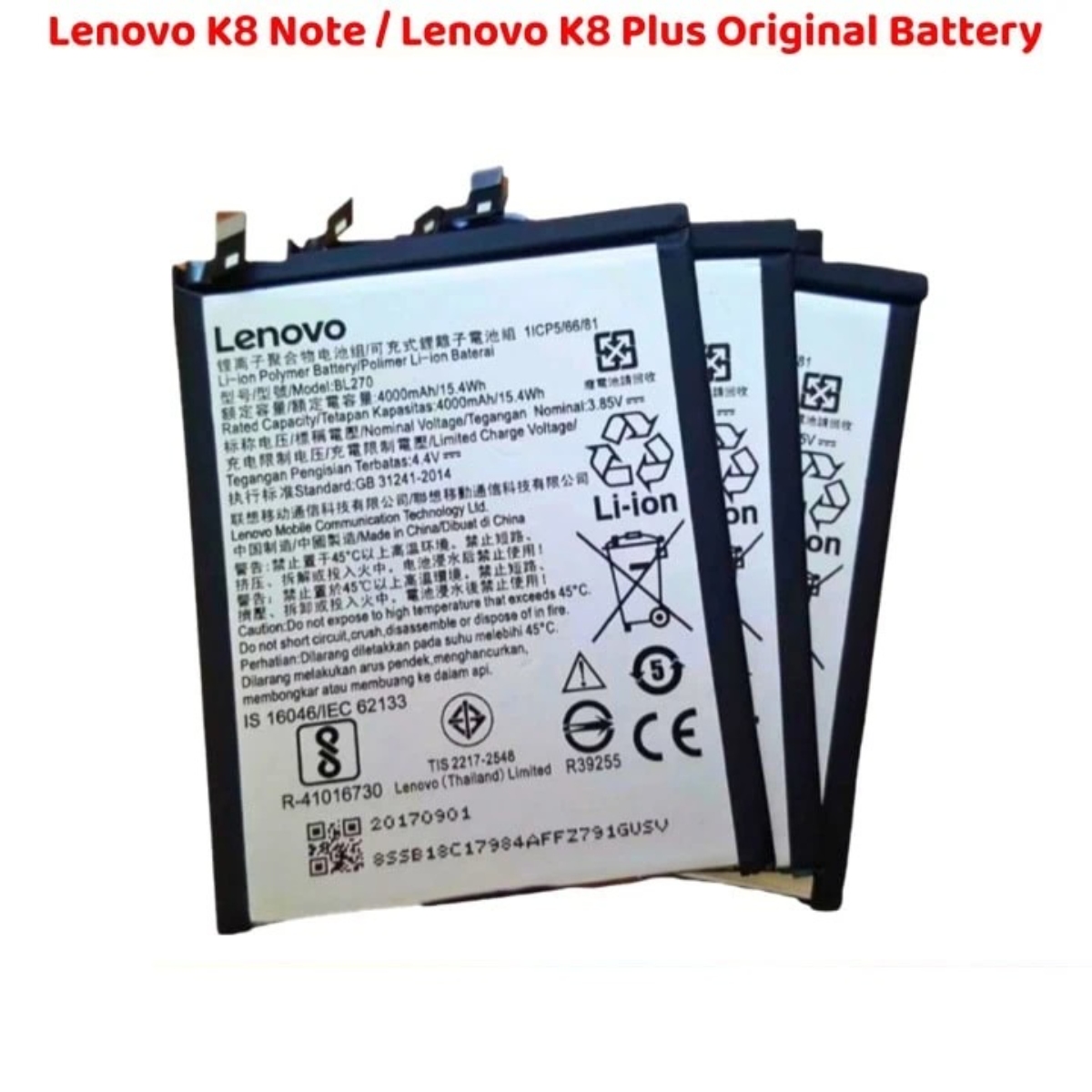 Top Quality Lenovo K8 Note Original Battery Replacement - Image 2