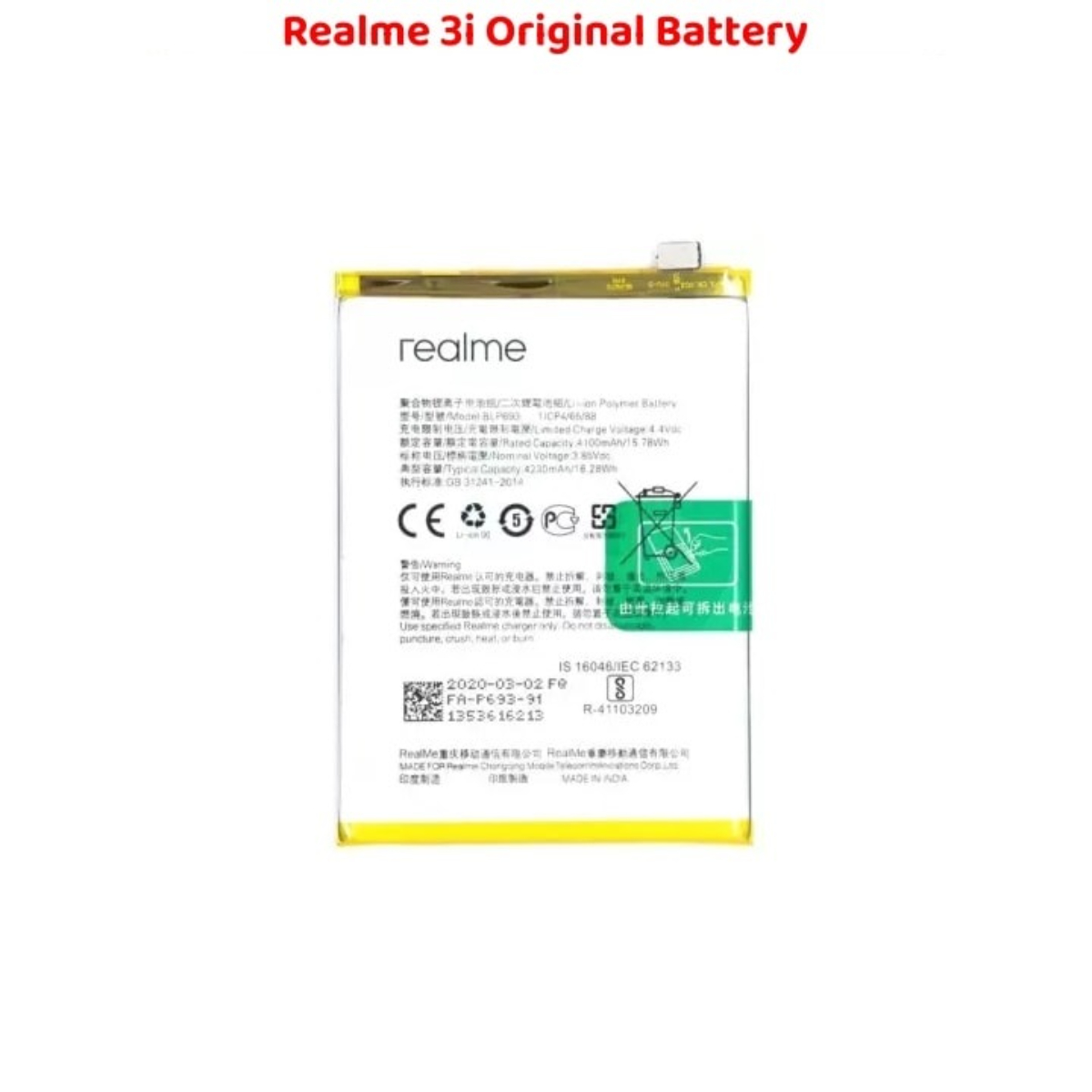 Realme 3i Original Battery Power Solution