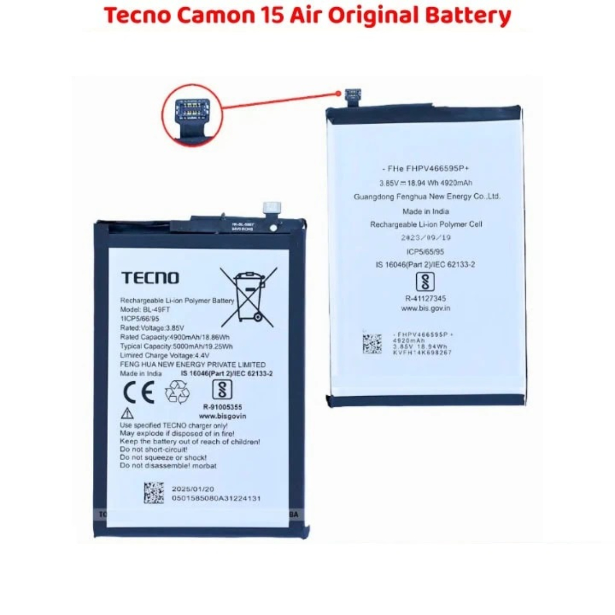 Tecno Camon 15 Air Original Battery Replacement