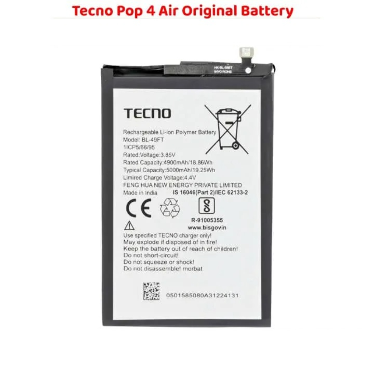 Exceptional Quality Tecno Pop 4 Air Original Battery - Image 2