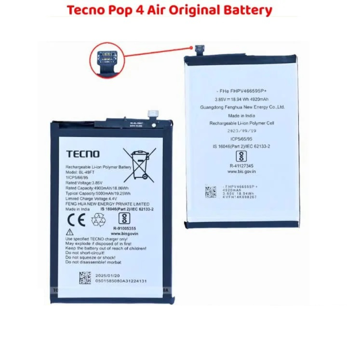 Tecno Pop 4 Air Original Battery Solution