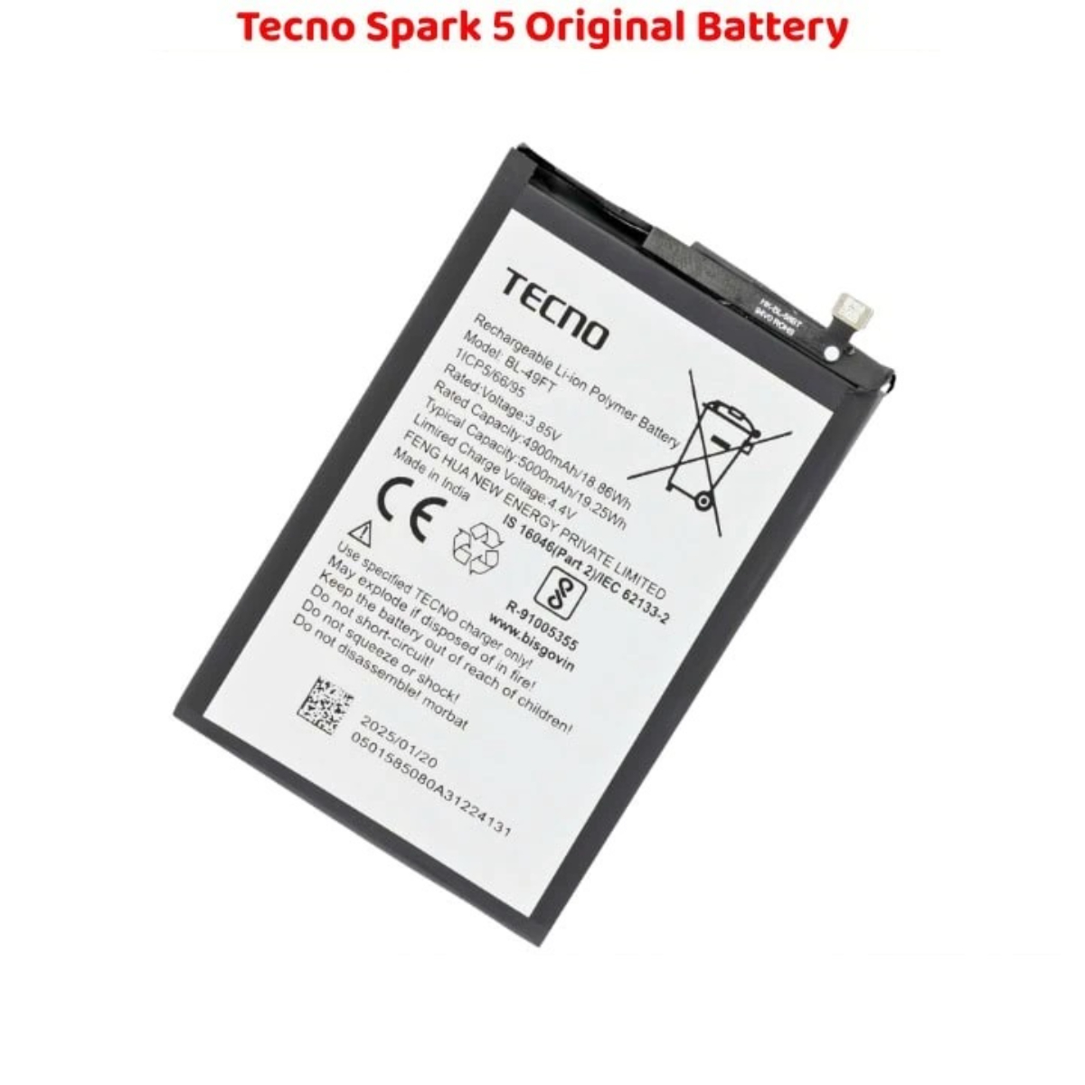 High Quality Tecno Spark 5 Original Battery Replacement - Image 2